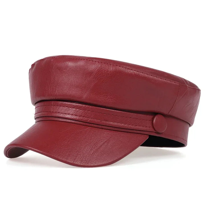 Trendy PU Lederen Beret Hoed | Casual en Stijlvol-Petten-Calora-Wijn Rod-Calora