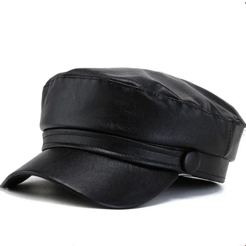 Trendy PU Lederen Beret Hoed | Casual en Stijlvol-Petten-Calora-Wijn Rod-Calora