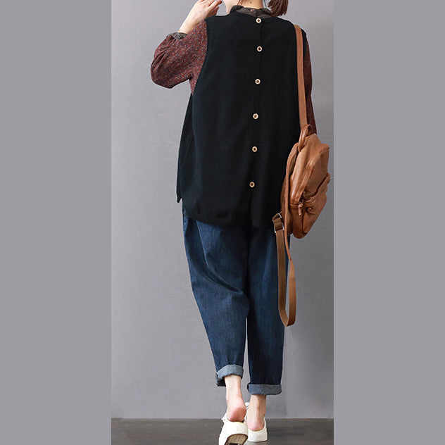 Trui plus maat grote zakken truien mouwloos shirt-Blouses-Calora-Calora