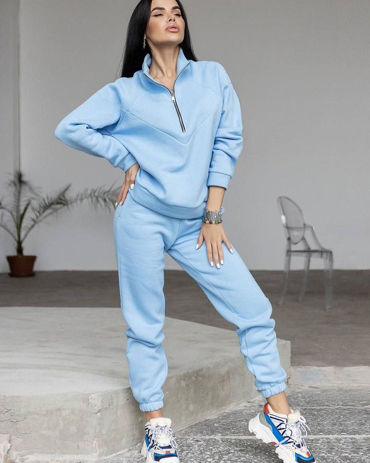 CALORA_ Tweedelig Casual Sweatshirt met Capuchon en Lange Mouwen van Fleece