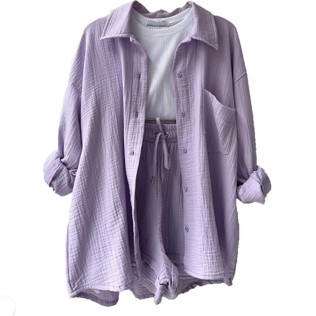 CALORA_ Tweedelig Dames Zacht Katoenen Pyjama Set voor Comfortabel Slapen