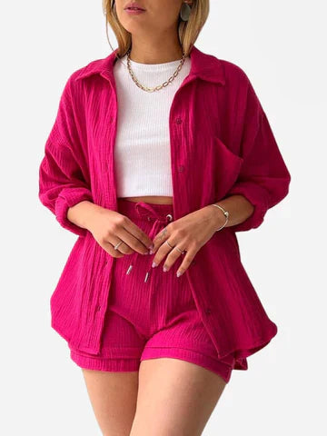 CALORA_ Tweedelig Dames Zacht Katoenen Pyjama Set voor Comfortabel Slapen