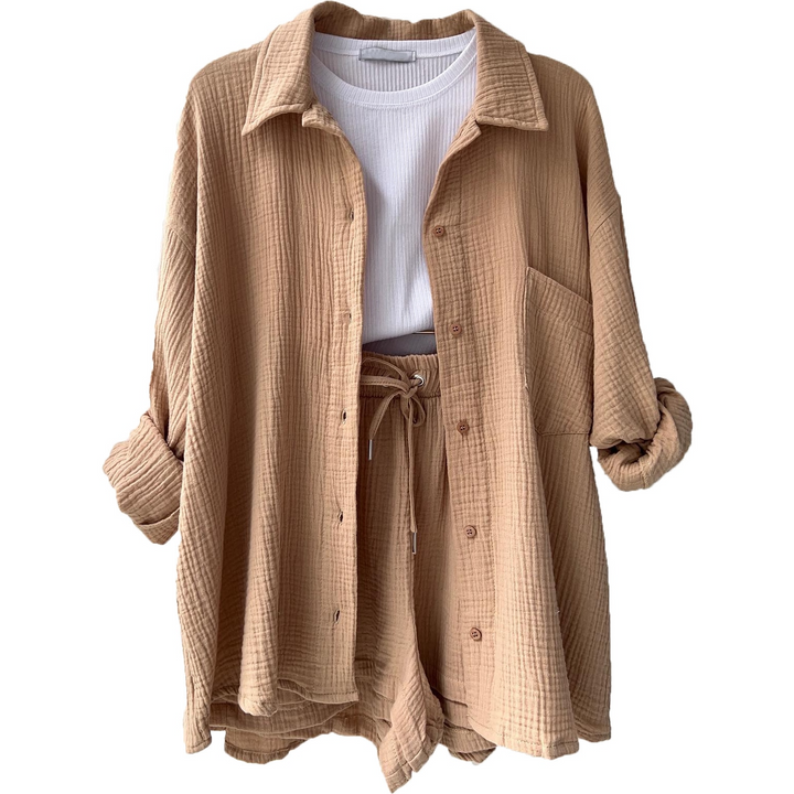 CALORA_ Tweedelig Dames Zacht Katoenen Pyjama Set voor Comfortabel Slapen