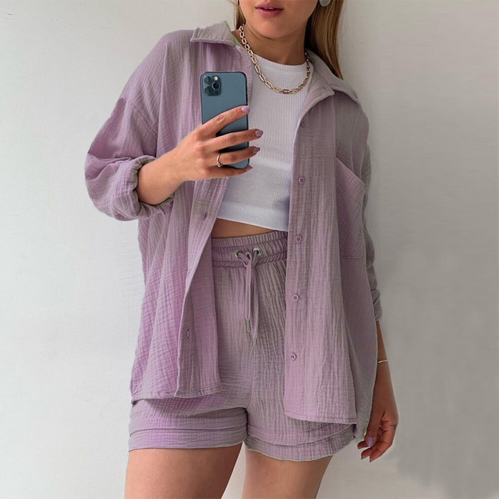 CALORA_ Tweedelig Dames Zacht Katoenen Pyjama Set voor Comfortabel Slapen