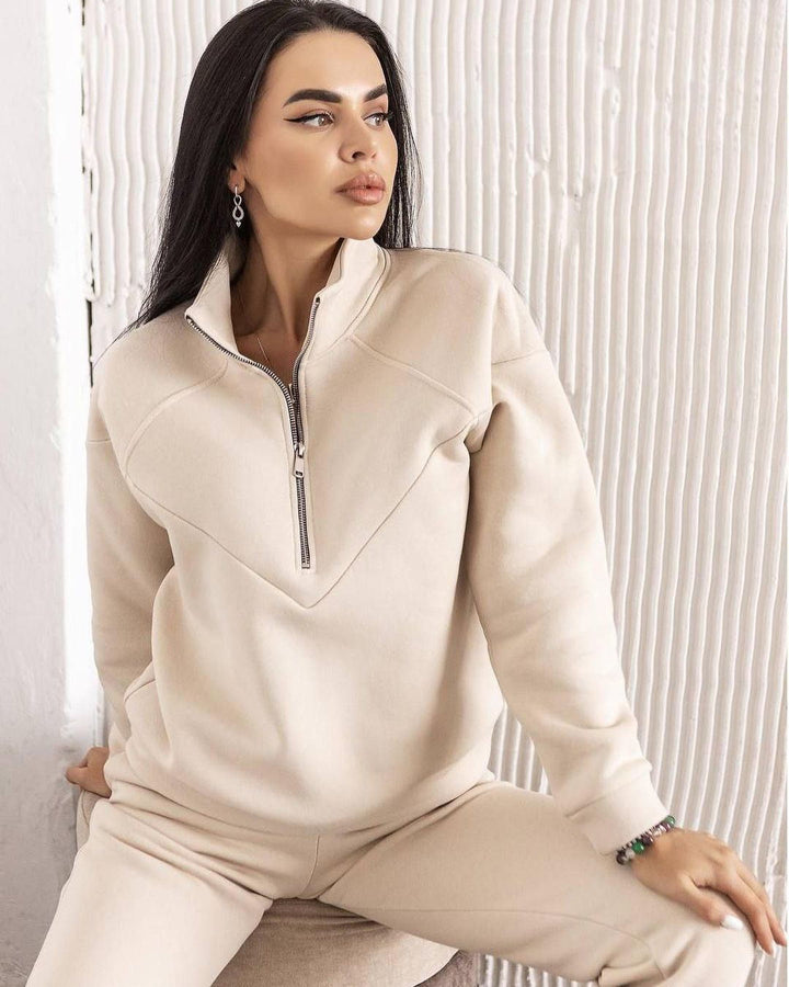 CALORA_ Tweedelige Casual Set met Lange Mouwen en Fleece