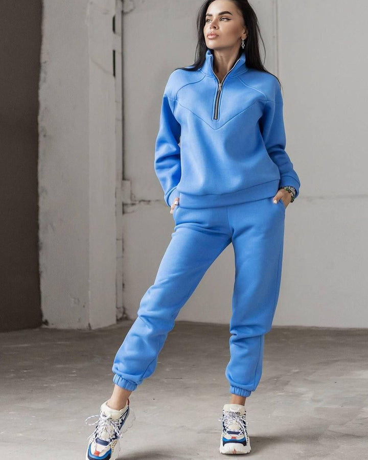 CALORA_ Tweedelige Casual Set met Lange Mouwen en Fleece