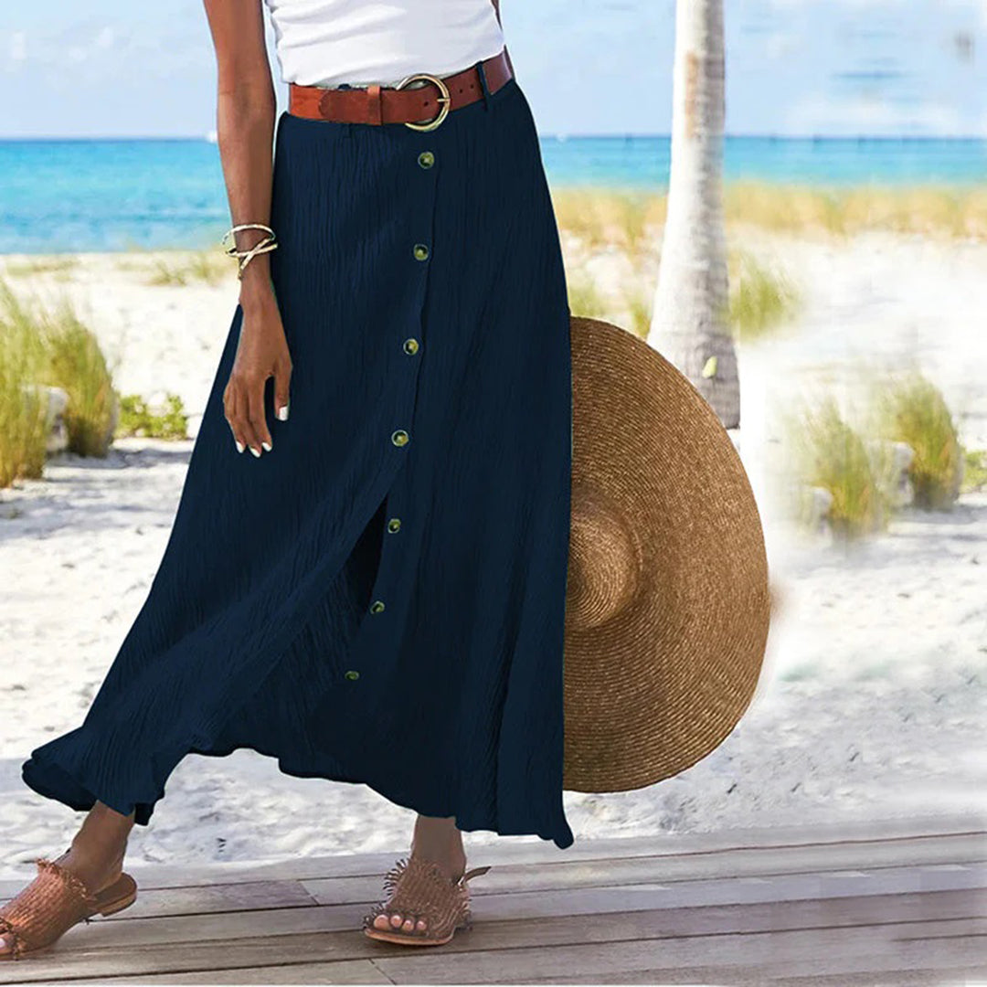 Ula - Maxi Rok met knoopsluiting-Rokken-Calora-Marineblauw-S-Calora