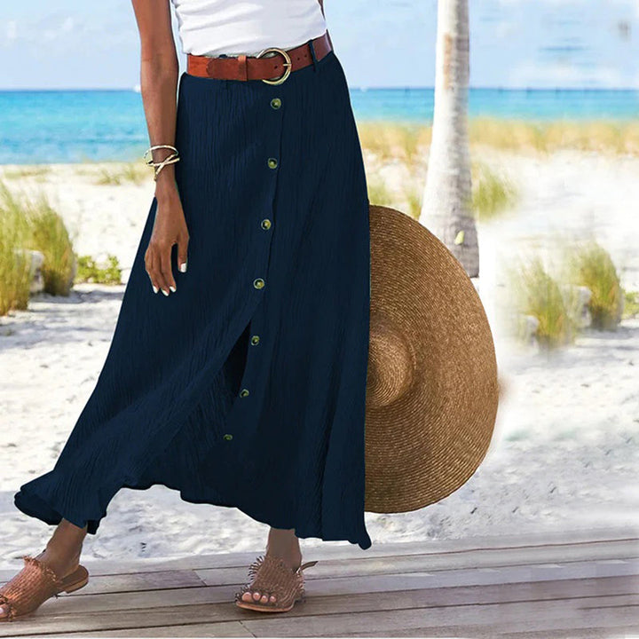 Ula - Maxi Rok met knoopsluiting-Rokken-Calora-Marineblauw-S-Calora