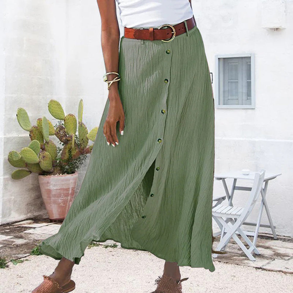 Ula - Maxi Rok met knoopsluiting-Rokken-Calora-Wit-S-Calora