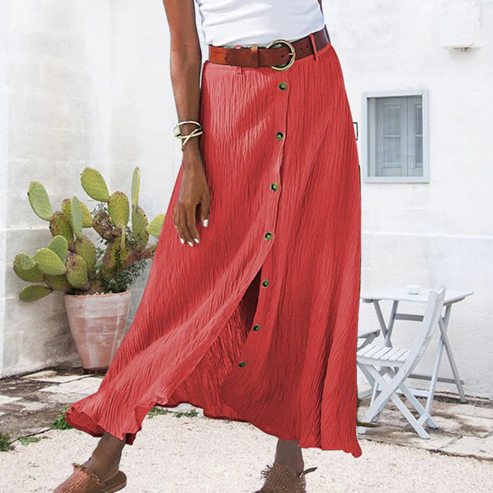 Ula - Maxi Rok met knoopsluiting-Rokken-Calora-Wit-S-Calora