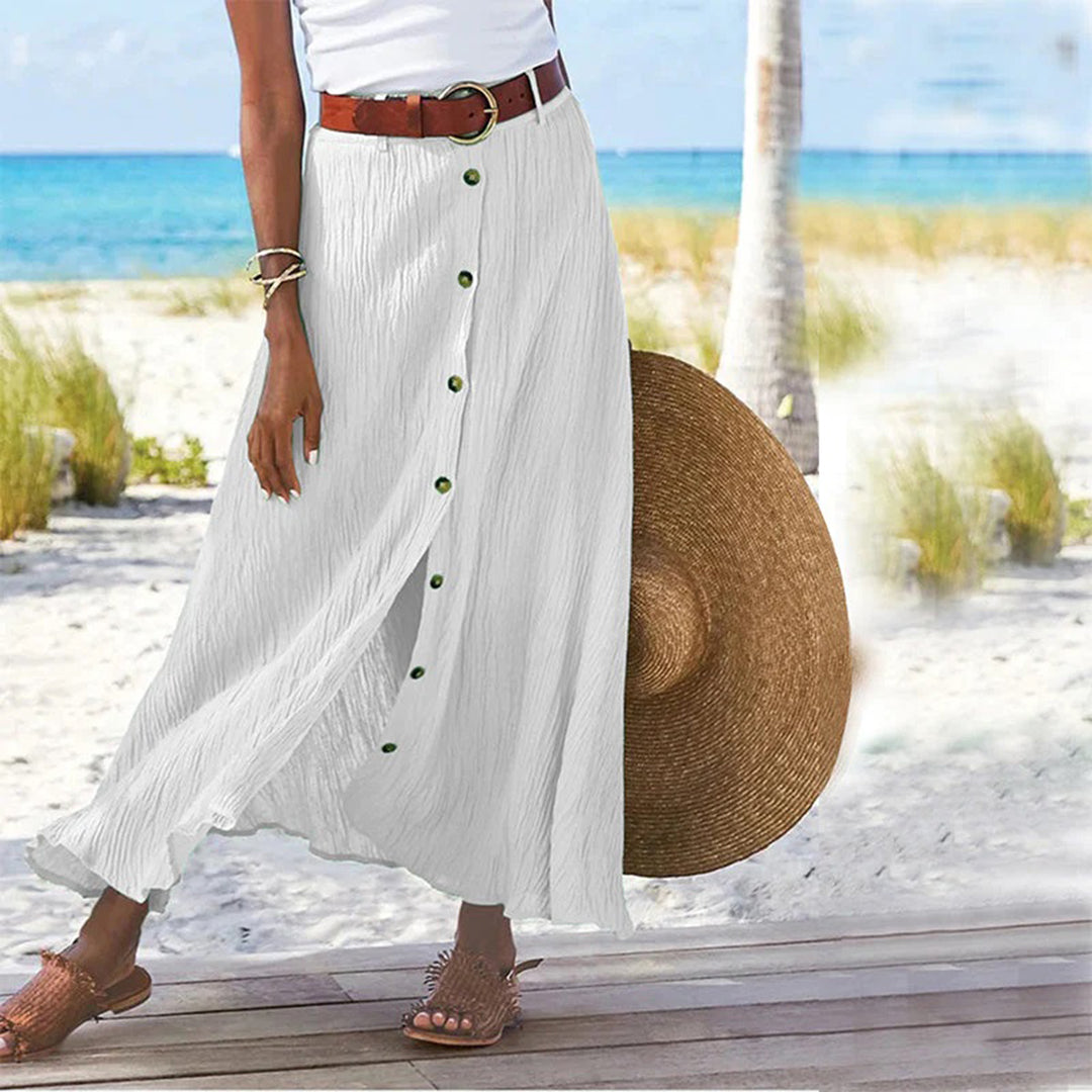 Ula - Maxi Rok met knoopsluiting-Rokken-Calora-Wit-S-Calora