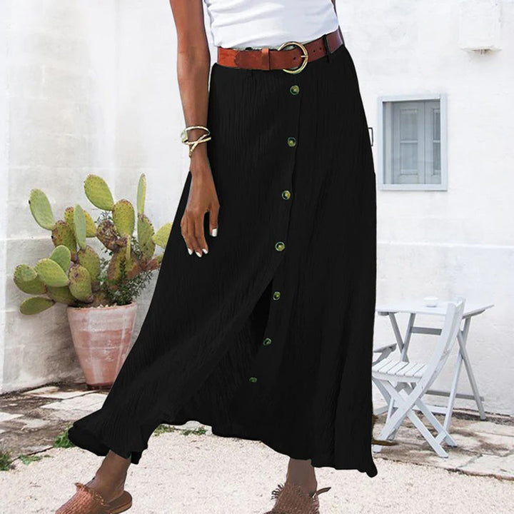 Ula - Maxi Rok met knoopsluiting-Rokken-Calora-Wit-S-Calora