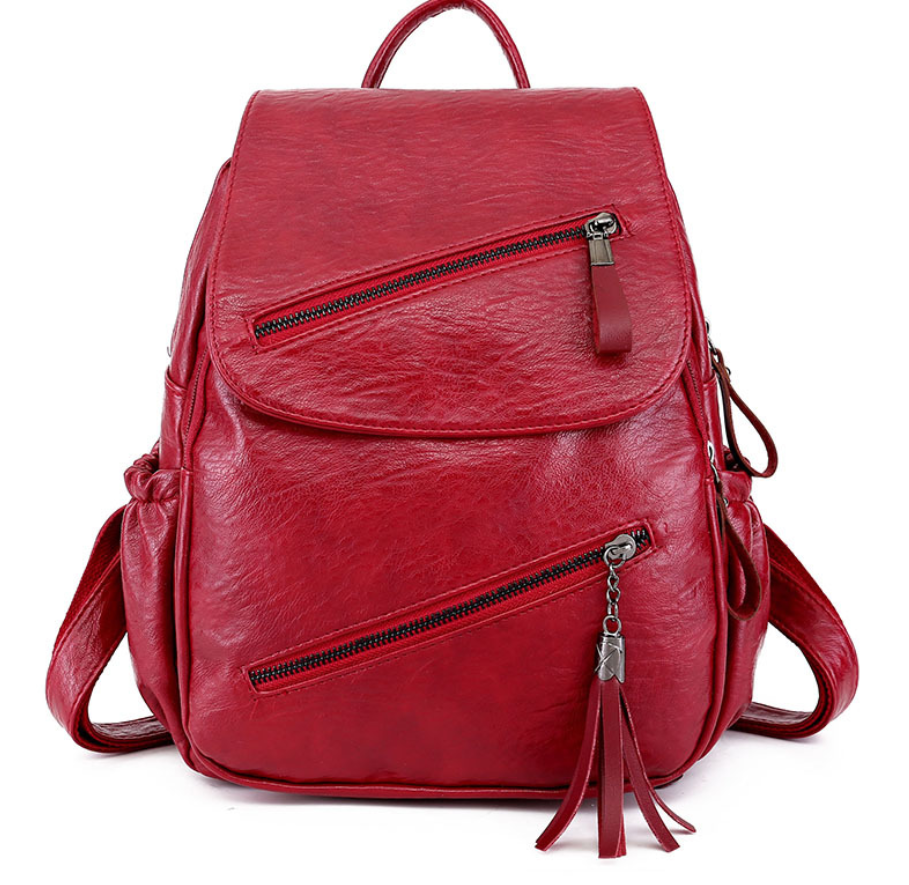CALORA_ Universitaire Leren Rugzak met Waterdicht Ontwerp en Handgenaaide Details - 32x25x14 cm