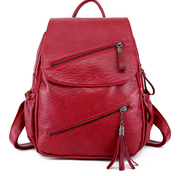 CALORA_ Universitaire Leren Rugzak met Waterdicht Ontwerp en Handgenaaide Details - 32x25x14 cm