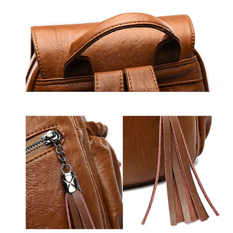 CALORA_ Universitaire Leren Rugzak met Waterdicht Ontwerp en Handgenaaide Details - 32x25x14 cm