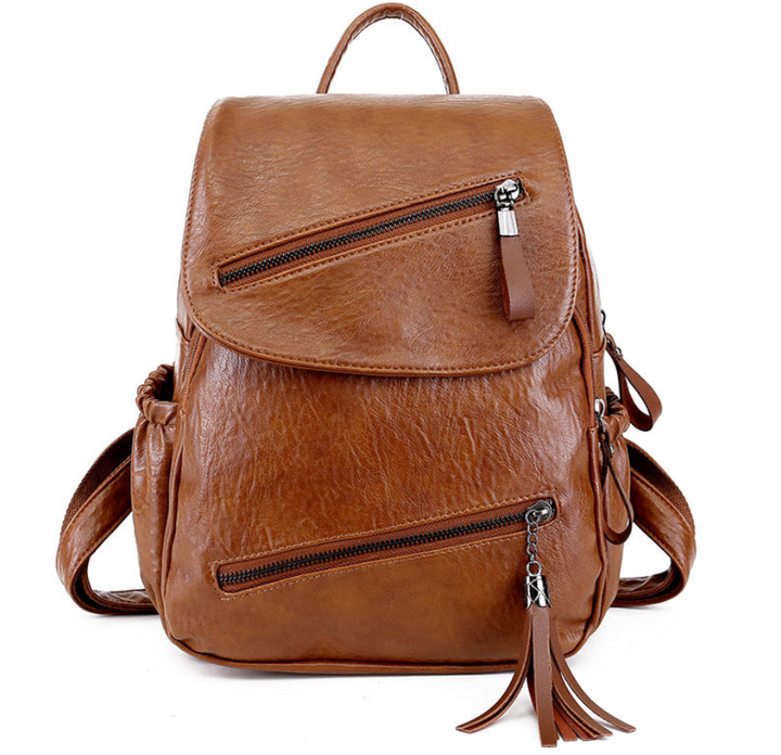 CALORA_ Universitaire Leren Rugzak met Waterdicht Ontwerp en Handgenaaide Details - 32x25x14 cm