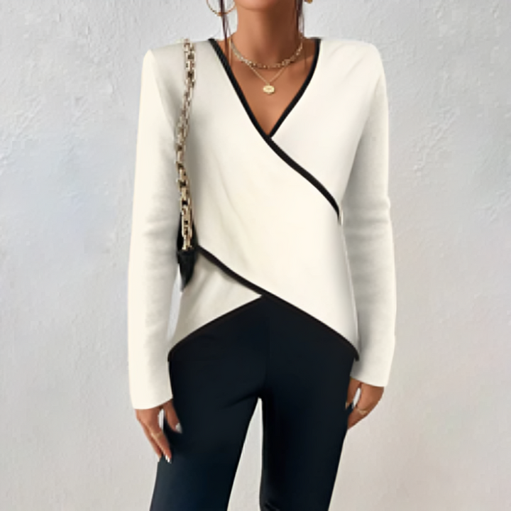 V-hals Elegante Trui met Lange Mouwen-Shirts & Topjes-Calora-S-Calora