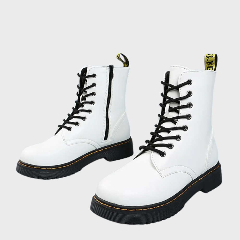 Vacadia | Smooth Leren Veterlaarzen-Laarzen-Calora-Wit-S-Calora