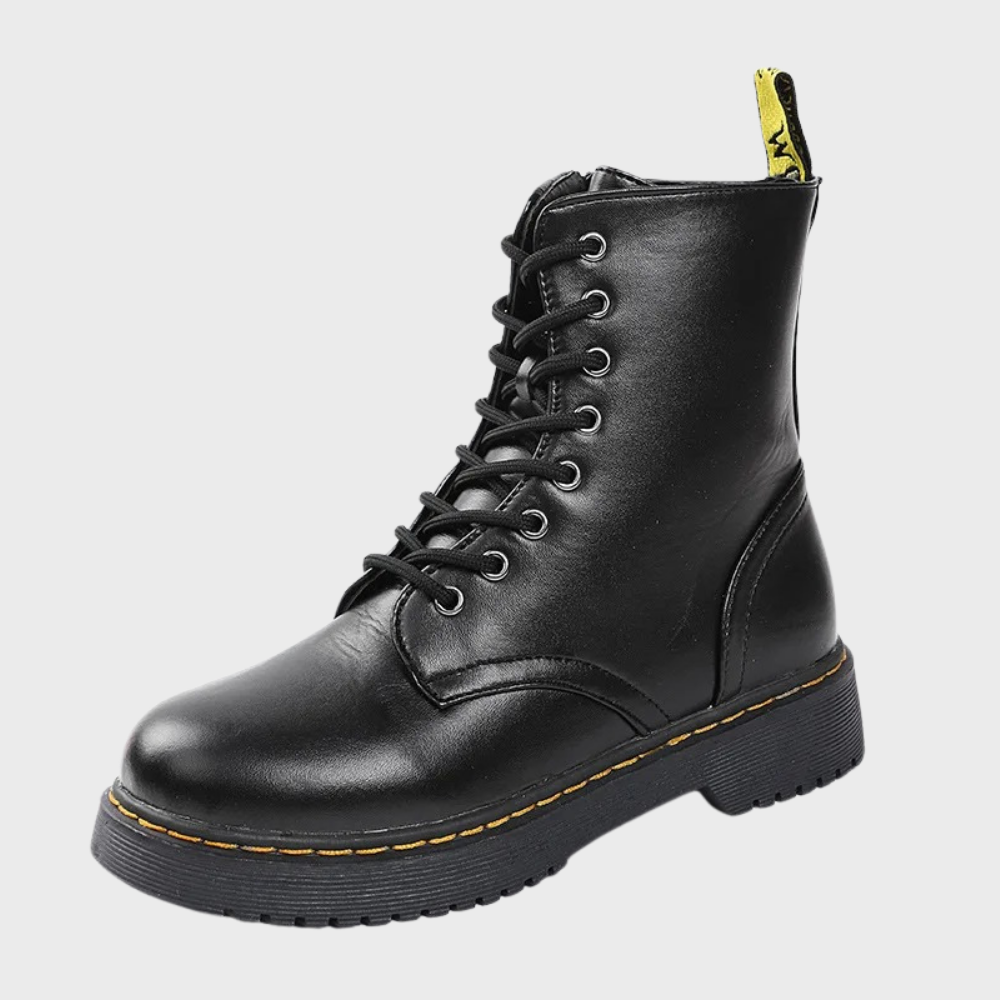 Vacadia | Smooth Leren Veterlaarzen-Laarzen-Calora-Zwart-S-Calora