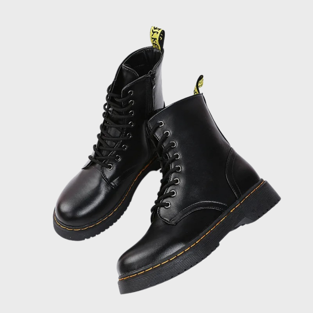 Vacadia | Smooth Leren Veterlaarzen-Laarzen-Calora-Zwart-S-Calora