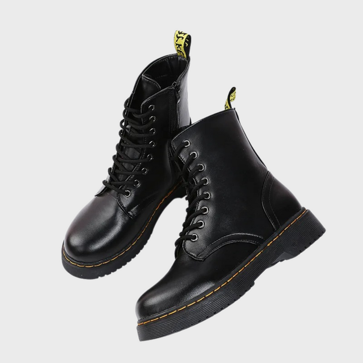 Vacadia | Smooth Leren Veterlaarzen-Laarzen-Calora-Zwart-S-Calora