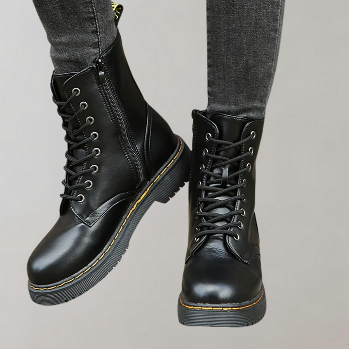 Vacadia | Smooth Leren Veterlaarzen-Laarzen-Calora-Zwart-S-Calora