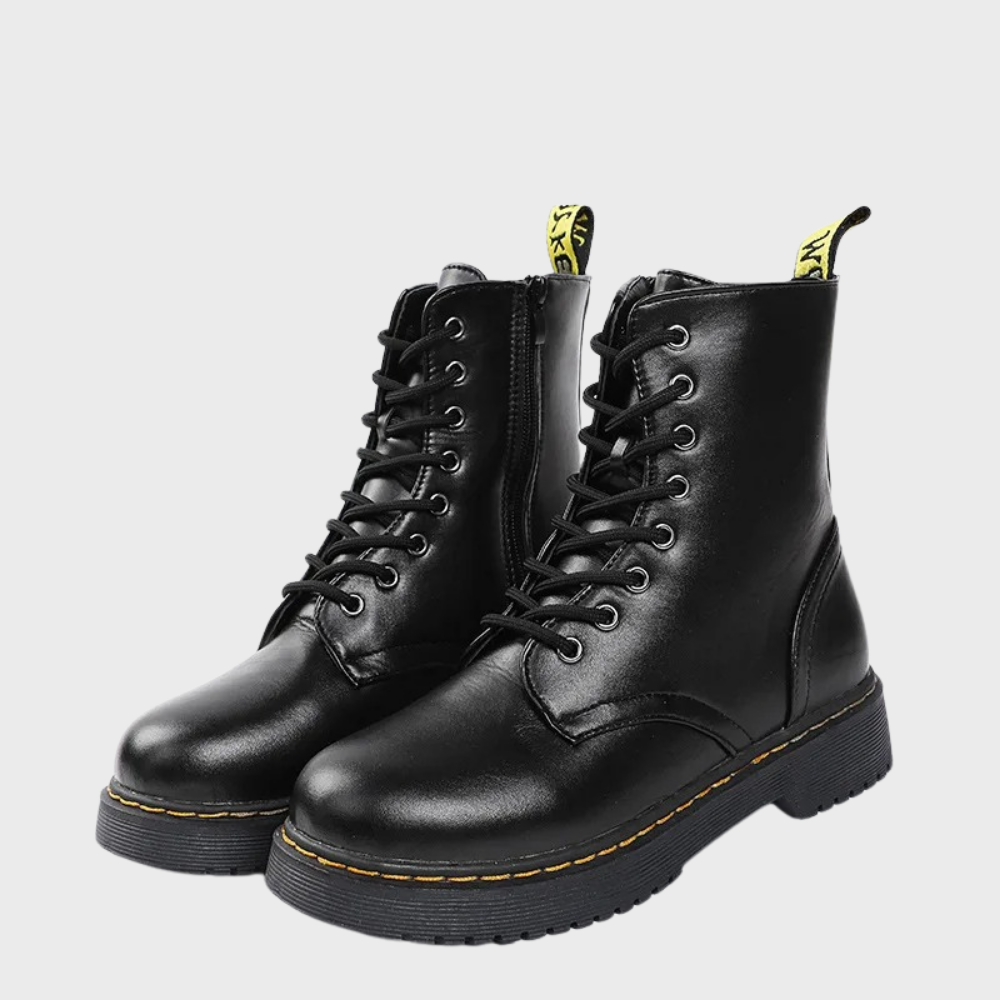 Vacadia | Smooth Leren Veterlaarzen-Laarzen-Calora-Zwart-S-Calora
