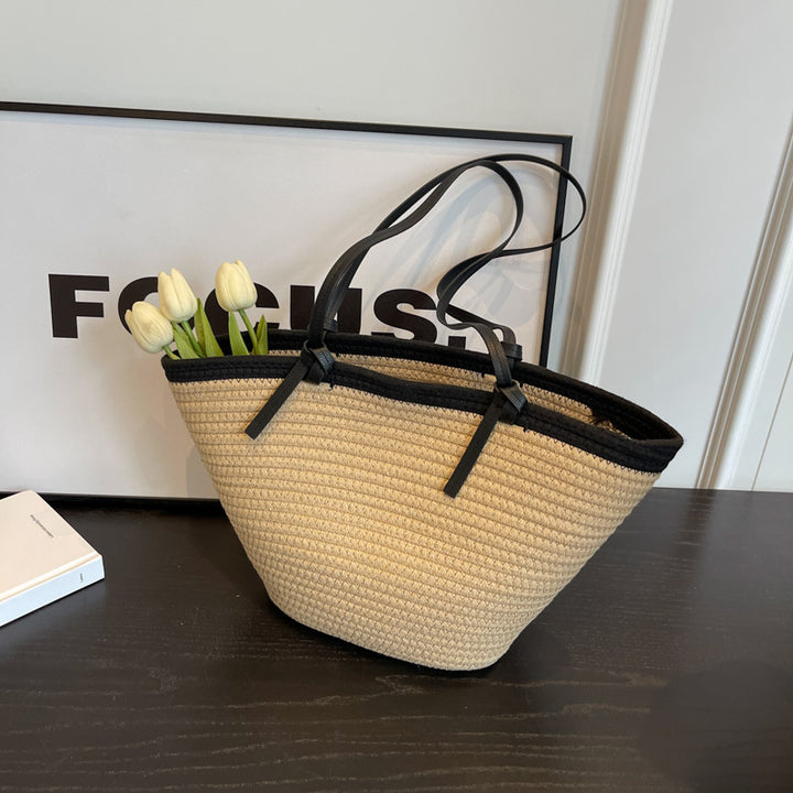 Vakantie Rieten Strand Tas-Handtassen-Calora-Khaki-Calora