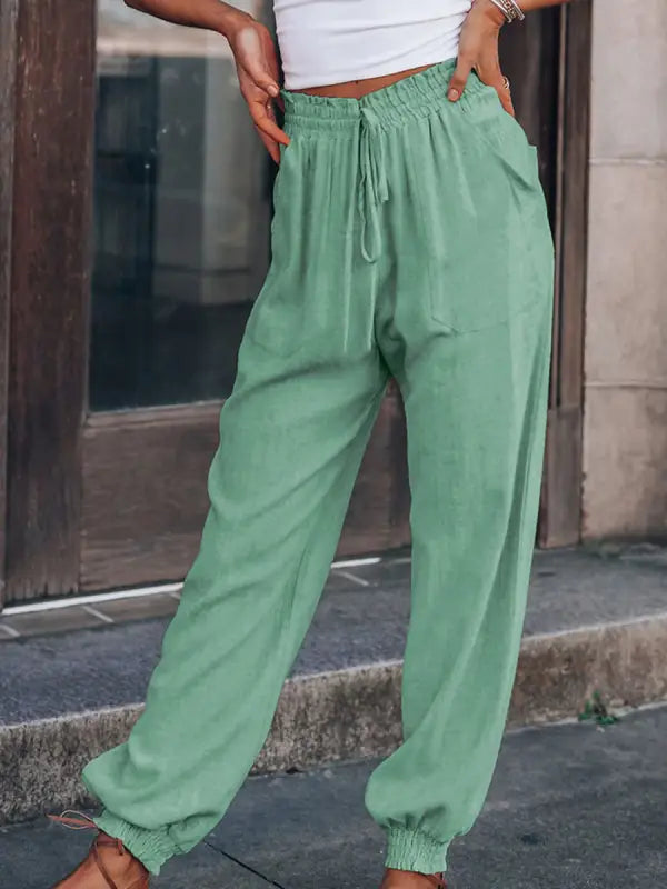Valvetta | Stijlvolle Comfortabele Joggingsbroek met Haremstijl en Elastische Tailleband-Joggingsbroek-Calora-Muntgroen-S-Calora