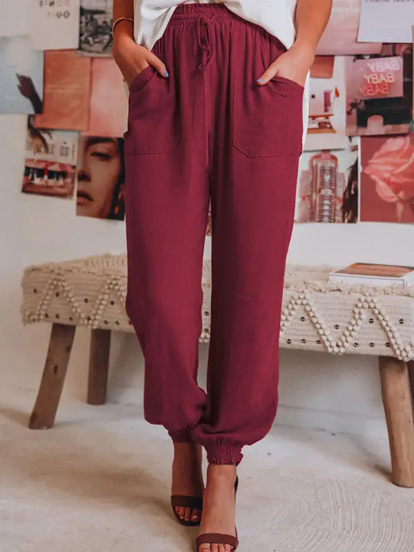 Valvetta | Stijlvolle Comfortabele Joggingsbroek met Haremstijl en Elastische Tailleband-Joggingsbroek-Calora-Rood-S-Calora
