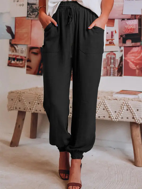 Valvetta | Stijlvolle Comfortabele Joggingsbroek met Haremstijl en Elastische Tailleband-Joggingsbroek-Calora-Zwart-S-Calora