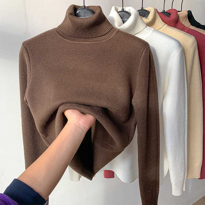 Veer | Dames herfst- en wintertrui met coltrui-Blazers & Vesten-Calora-Beige-M-Calora