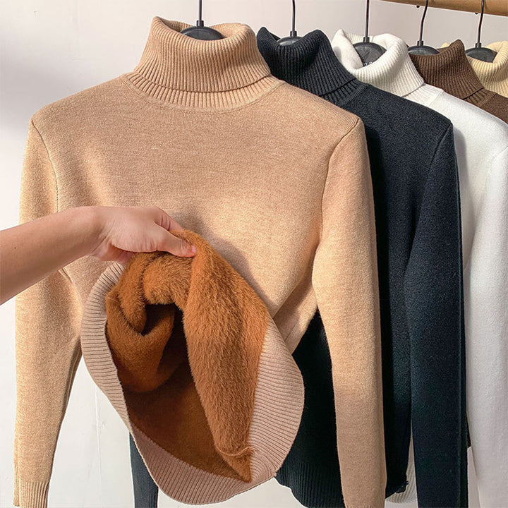 Veer | Dames herfst- en wintertrui met coltrui-Blazers & Vesten-Calora-Beige-M-Calora