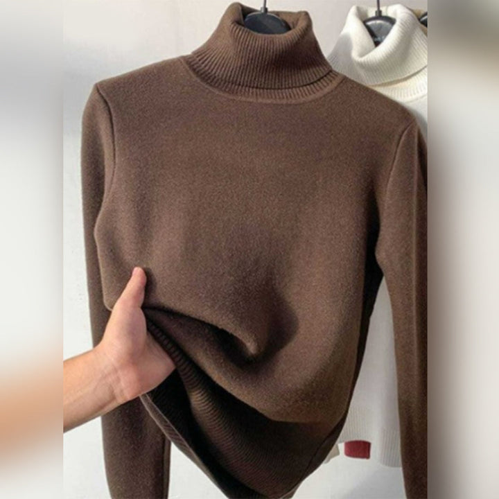 Veer | Dames herfst- en wintertrui met coltrui-Blazers & Vesten-Calora-Bruin-M-Calora