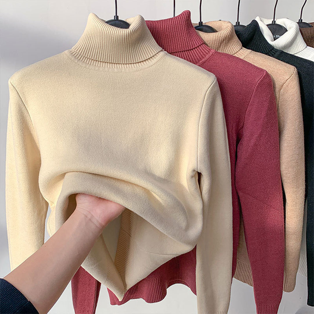 Veer | Dames herfst- en wintertrui met coltrui-Blazers & Vesten-Calora-Khaki-M-Calora