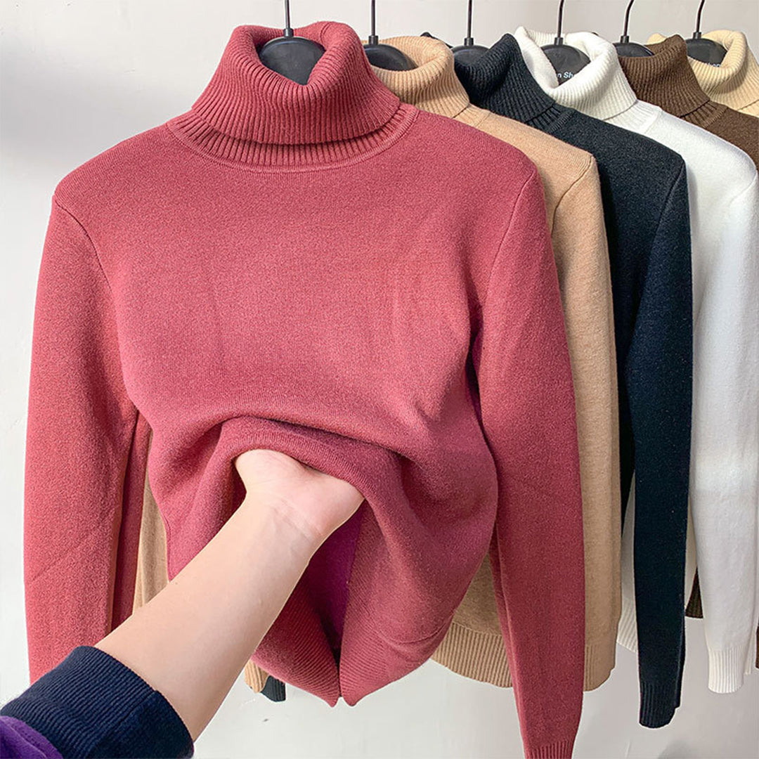 Veer | Dames herfst- en wintertrui met coltrui-Blazers & Vesten-Calora-Rood-M-Calora