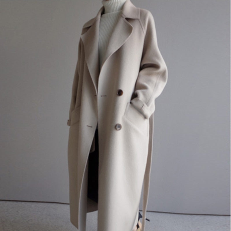 Veloura | Warme zachte Wolmix Trenchcoat voor dames-Zomer Jassen-Calora-Beige-S-Calora