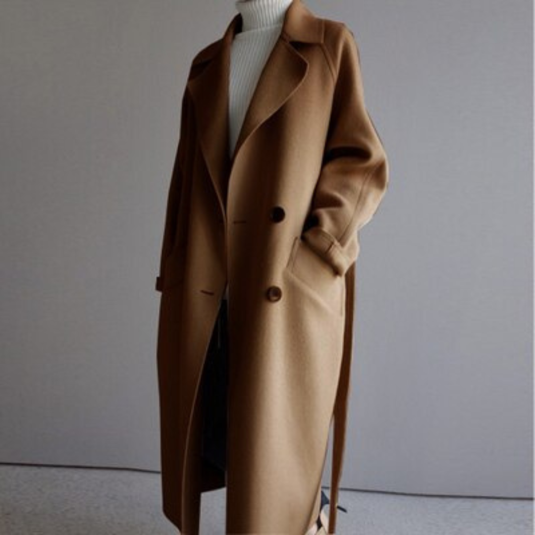 Veloura | Warme zachte Wolmix Trenchcoat voor dames-Zomer Jassen-Calora-Bruin-S-Calora
