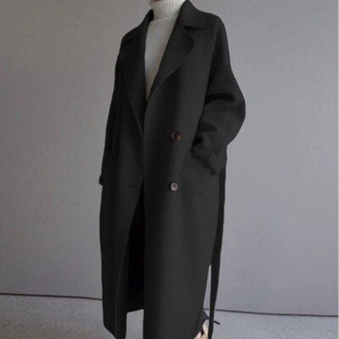 Veloura | Warme zachte Wolmix Trenchcoat voor dames-Zomer Jassen-Calora-Zwart-S-Calora