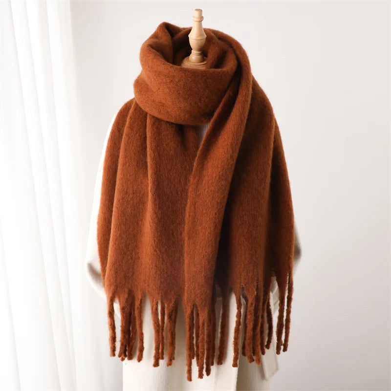 Velucci | Chique Kleurrijke Winter Sjaal voor Dames-Home Decor-Calora-Bruin-Calora