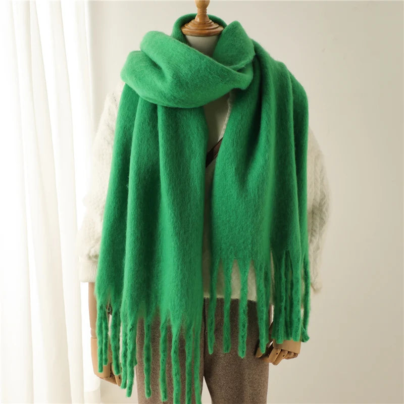 Velucci | Chique Kleurrijke Winter Sjaal voor Dames-Home Decor-Calora-Groen-Calora