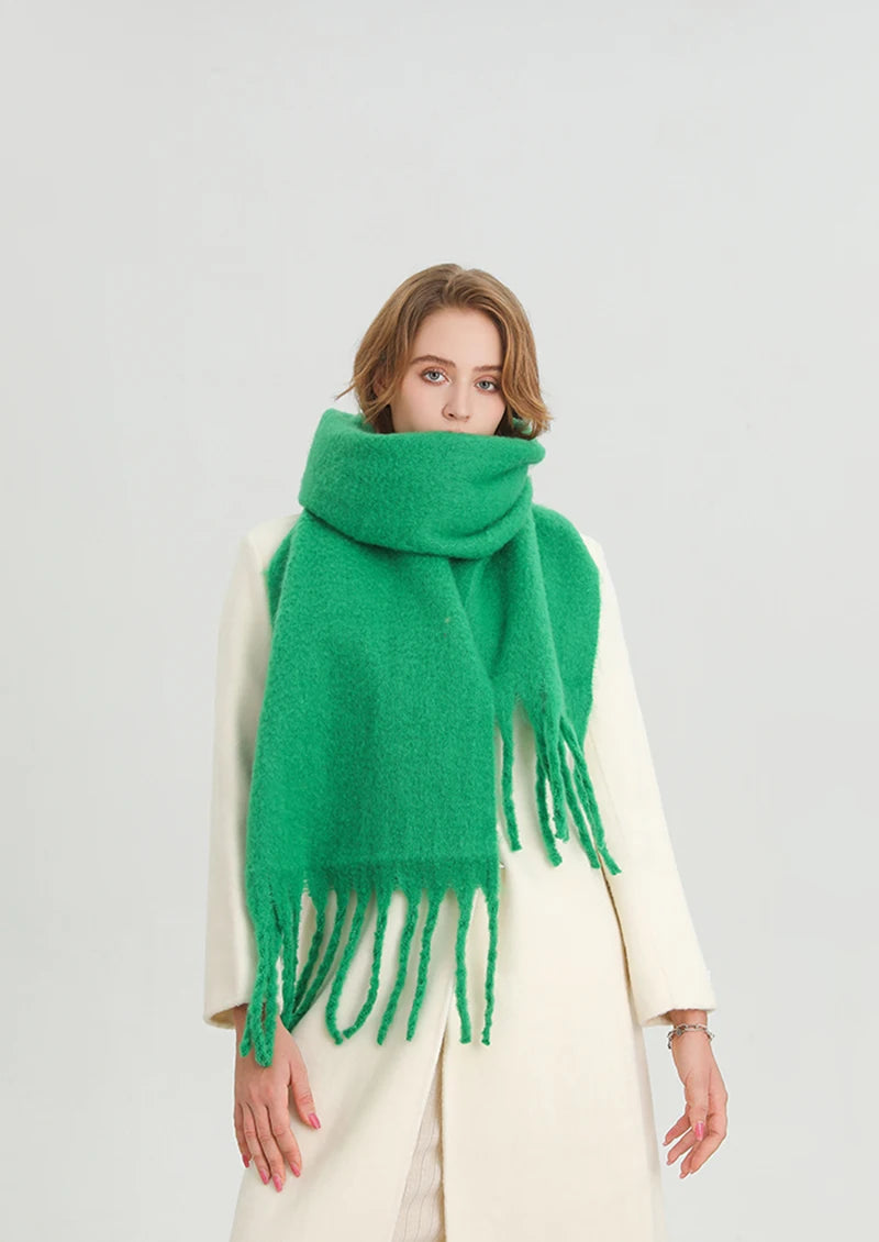 Velucci | Chique Kleurrijke Winter Sjaal voor Dames-Home Decor-Calora-Rood-Calora