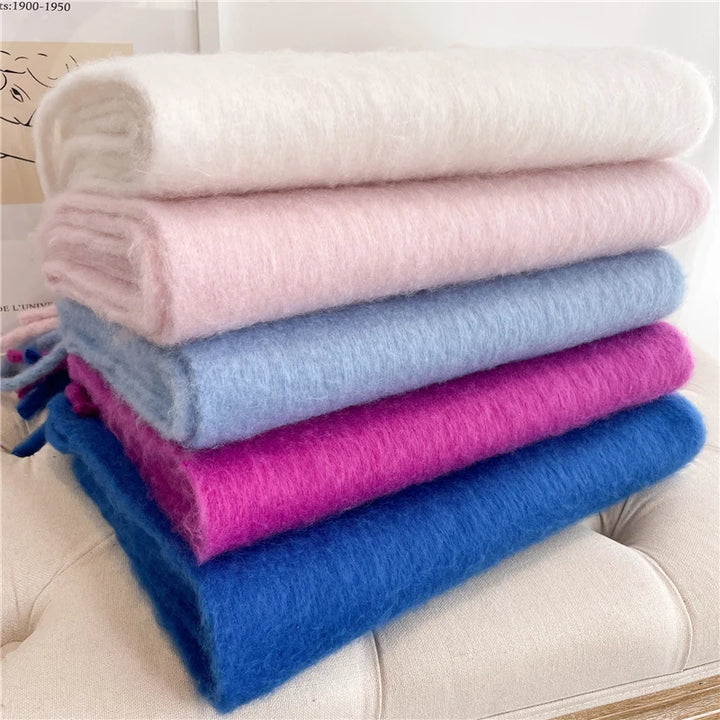 Velucci | Chique Kleurrijke Winter Sjaal voor Dames-Home Decor-Calora-Rood-Calora