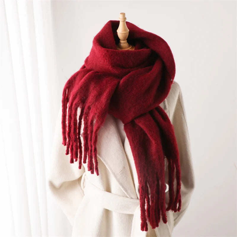 Velucci | Chique Kleurrijke Winter Sjaal voor Dames-Home Decor-Calora-Rood-Calora