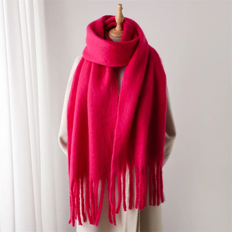 Velucci | Chique Kleurrijke Winter Sjaal voor Dames-Home Decor-Calora-Roze-Calora