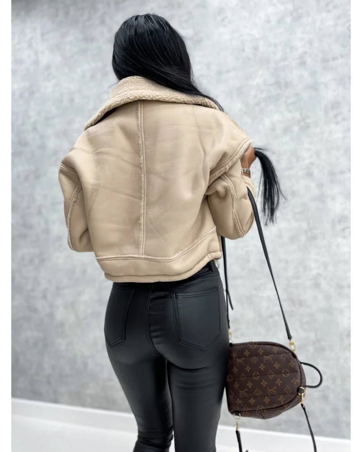 Velvetra | Warme Faux Leren Jas-Leren Jassen-Calora-Beige-S-Calora