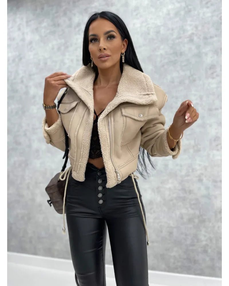 Velvetra | Warme Faux Leren Jas-Leren Jassen-Calora-Beige-S-Calora