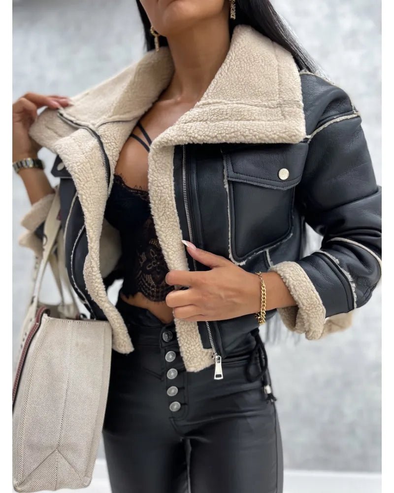 Velvetra | Warme Faux Leren Jas-Leren Jassen-Calora-Zwart-S-Calora