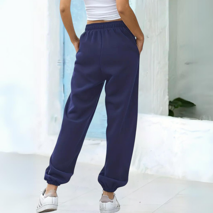 Velvetta | Relaxte Joggingbroek met Hoge Taille en Wijde Pijpen voor Dames-Joggingsbroek-Calora-Lichtgrijs-S-Calora