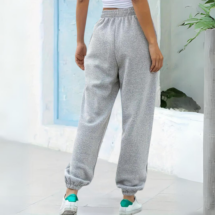 Velvetta | Relaxte Joggingbroek met Hoge Taille en Wijde Pijpen voor Dames-Joggingsbroek-Calora-Lichtgrijs-S-Calora